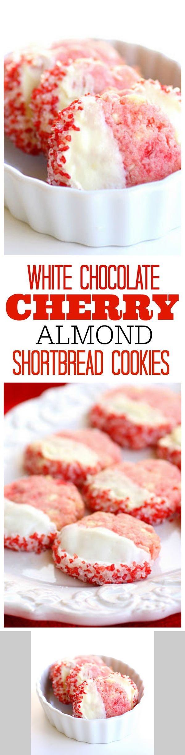 White Chocolate Cherry Almond Shortbread Cookies