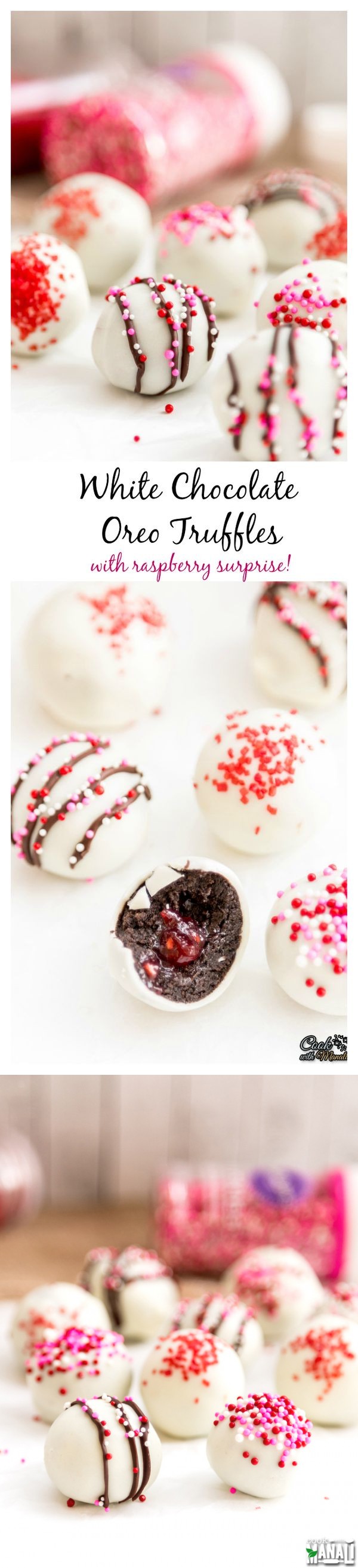 White Chocolate Oreo Truffles with Raspberry Surprise