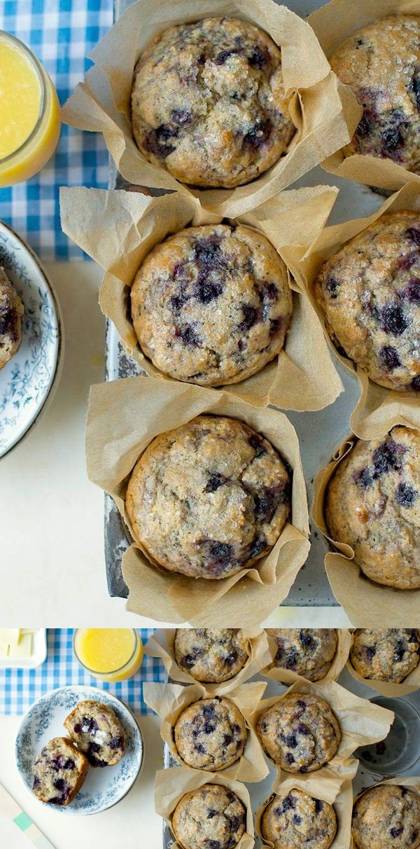 100% Whole Wheat Blueberry Muffins