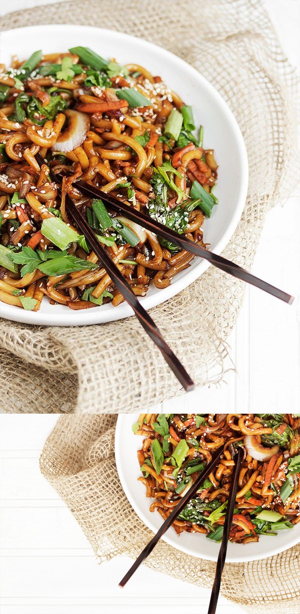 15 Minute Spicy Udon and Vegetable Stir Fry