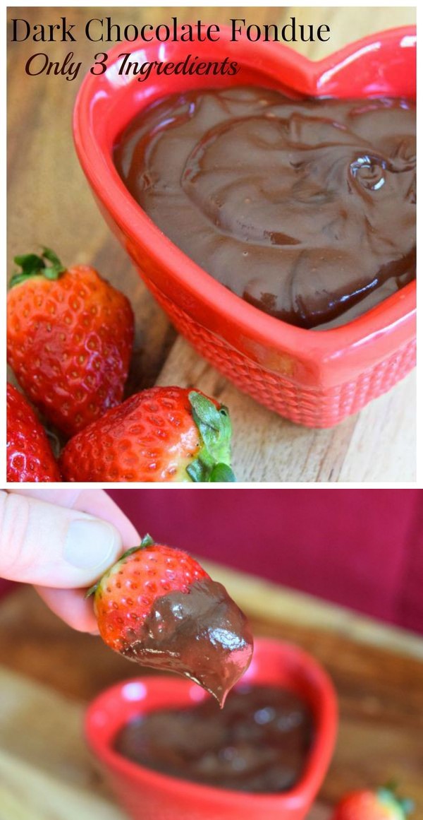 3 Ingredient Dark Chocolate Fondue with Strawberries