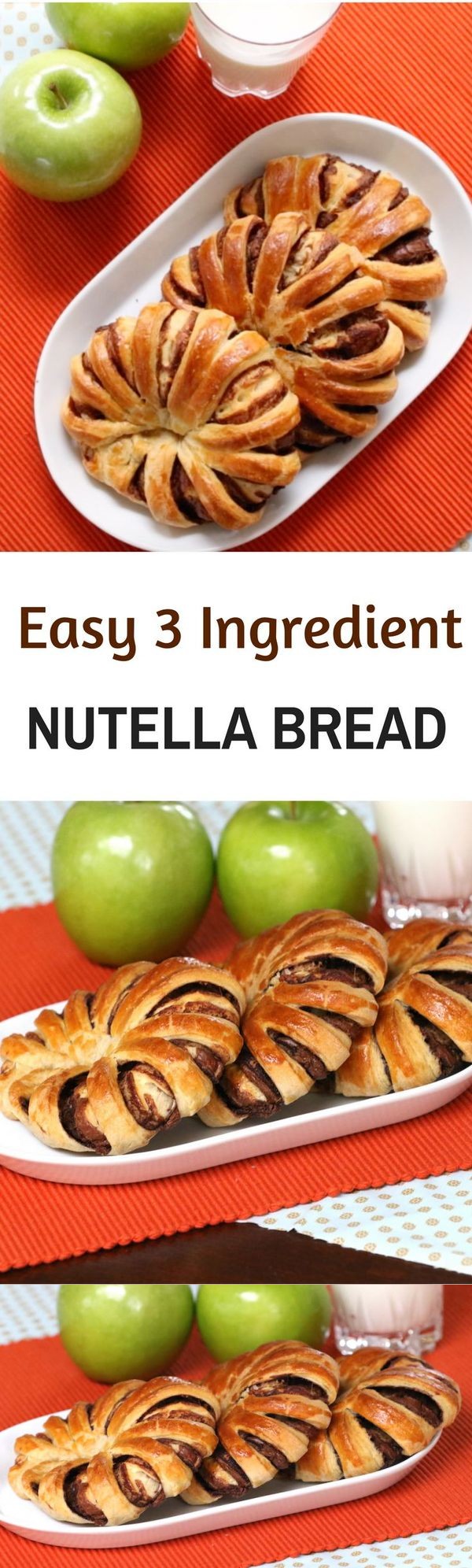 3 Ingredient Nutella Striped Bread - A Great Looking Snack