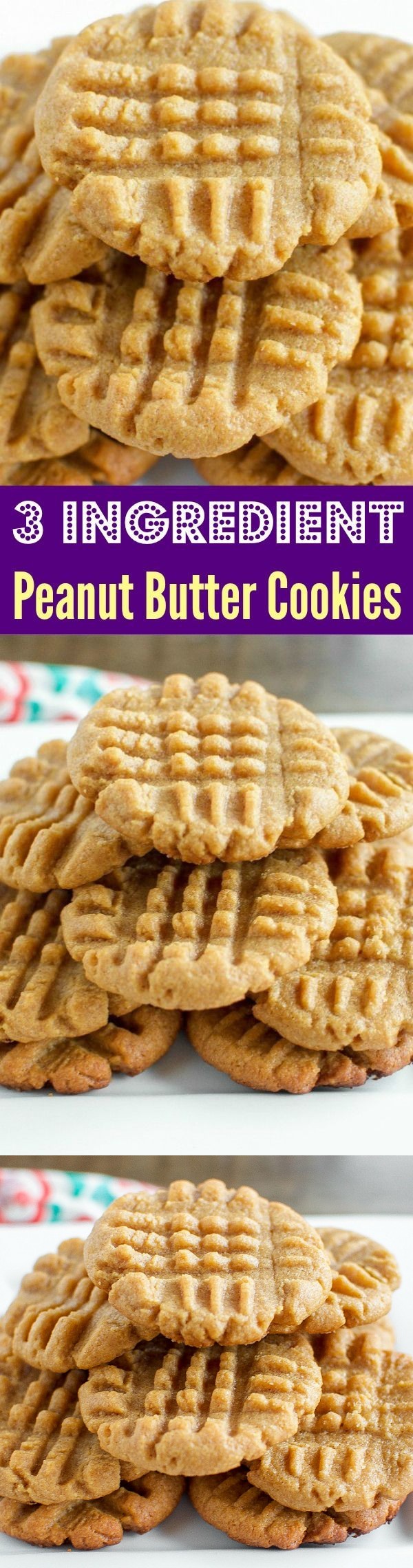 3 Ingredient Peanut Butter Cookies (Gluten Free