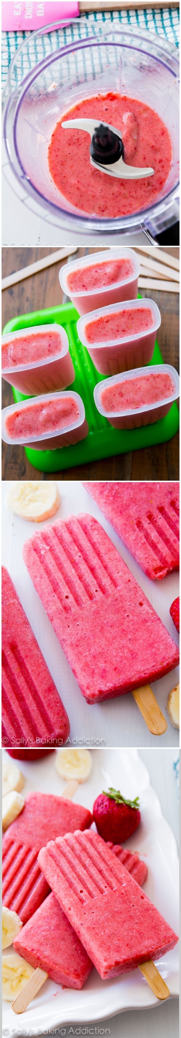 3 Ingredient Strawberry Banana Popsicles