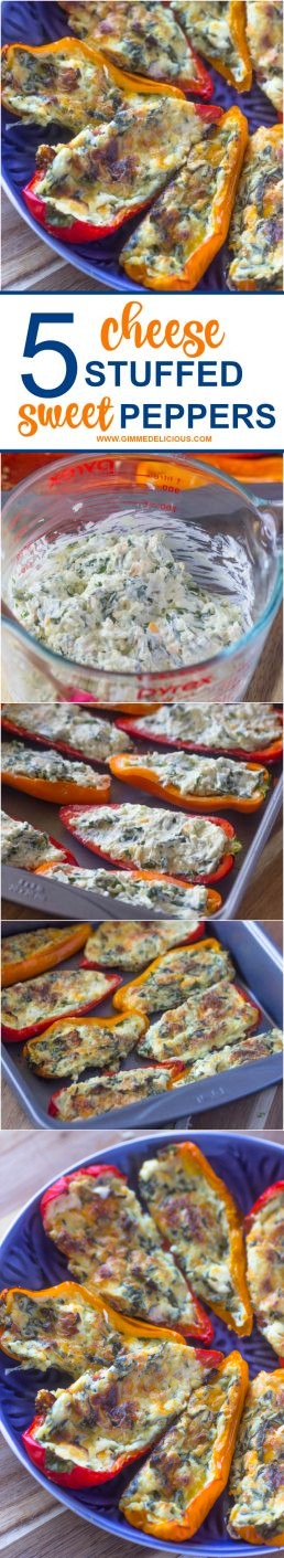 5 Cheese & Spinach Stuffed Sweet Peppers