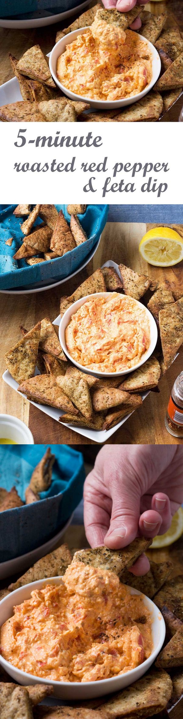 5-minute roasted red pepper and feta dip