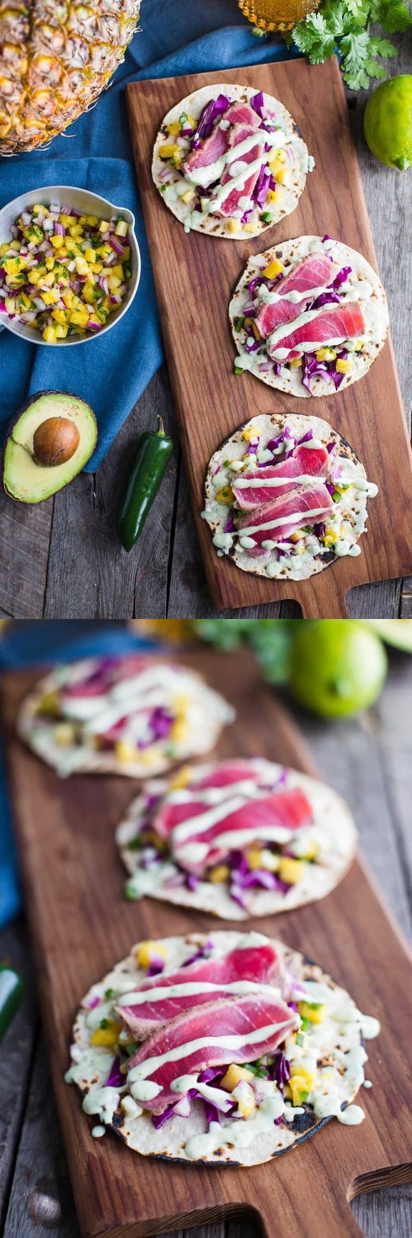 Ahi Tuna Tacos with Chunky Pineapple Salsa