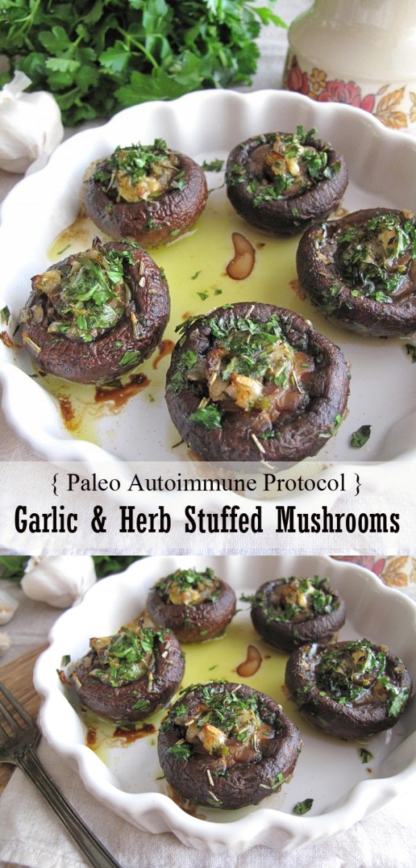 AIP / Garlic and Herb Stuffed Mushrooms - French Paleo Appetizer