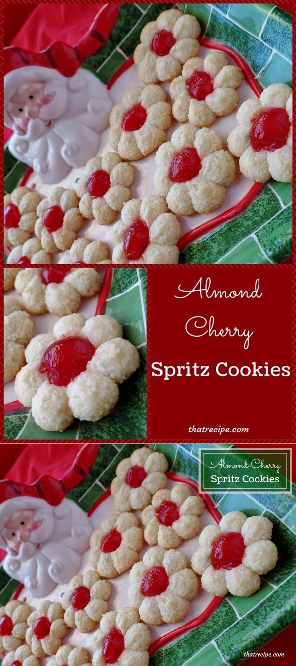 Almond Cherry Spritz Cookies