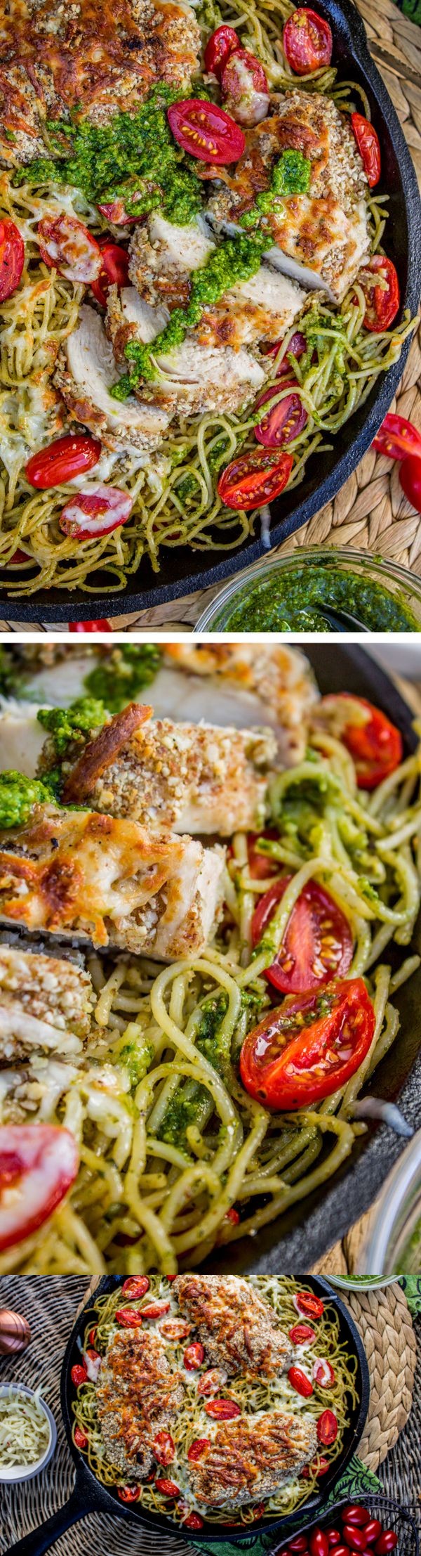 Almond-Crusted Chicken with Homemade Pesto Pasta