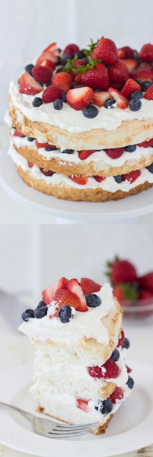 Angel Food Cake with Coconut Whipped Cream and Berries