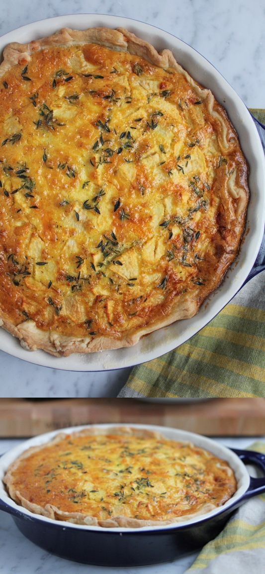 Apple and Cheddar Quiche with Olive Oil and Thyme Crust