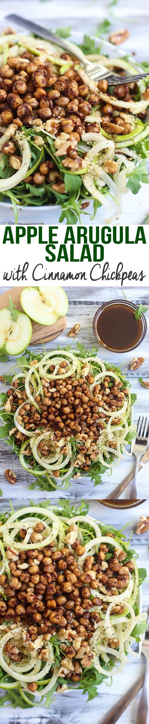 Apple Arugula Salad with Cinnamon Roasted Chickpeas