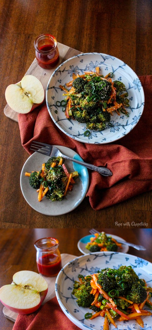 Apple Broccoli Salad with Sweet & Spicy Gochujang Dressing