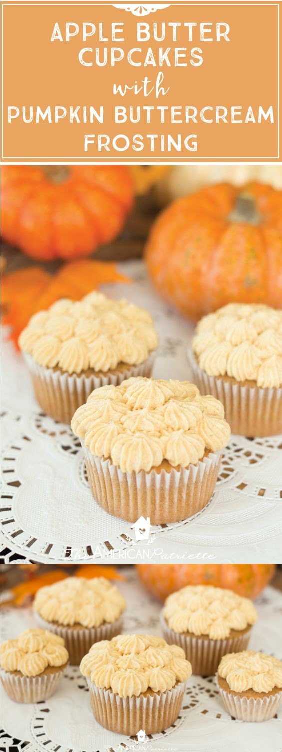 Apple Butter Cupcakes with Pumpkin Buttercream Frosting