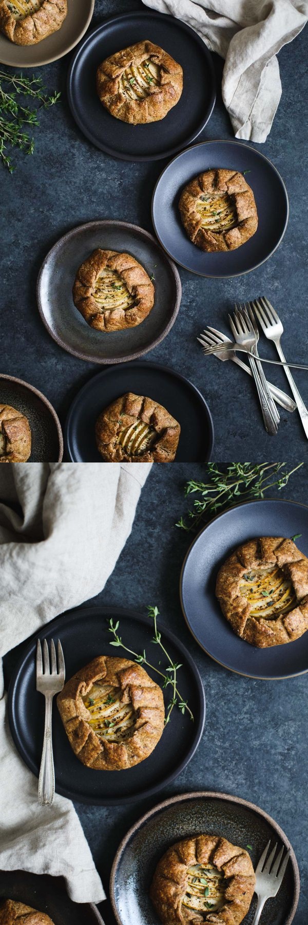 Apple, Cheddar, & Caramelized Onion Galettes with Gluten-free Buckwheat Crust