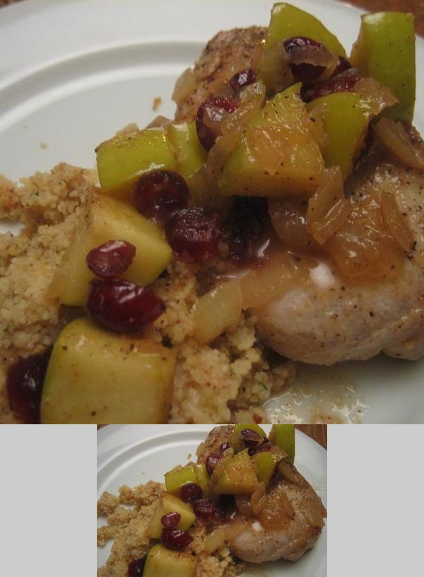 Apple Cranberry Pork Chops with Whole Wheat Couscous