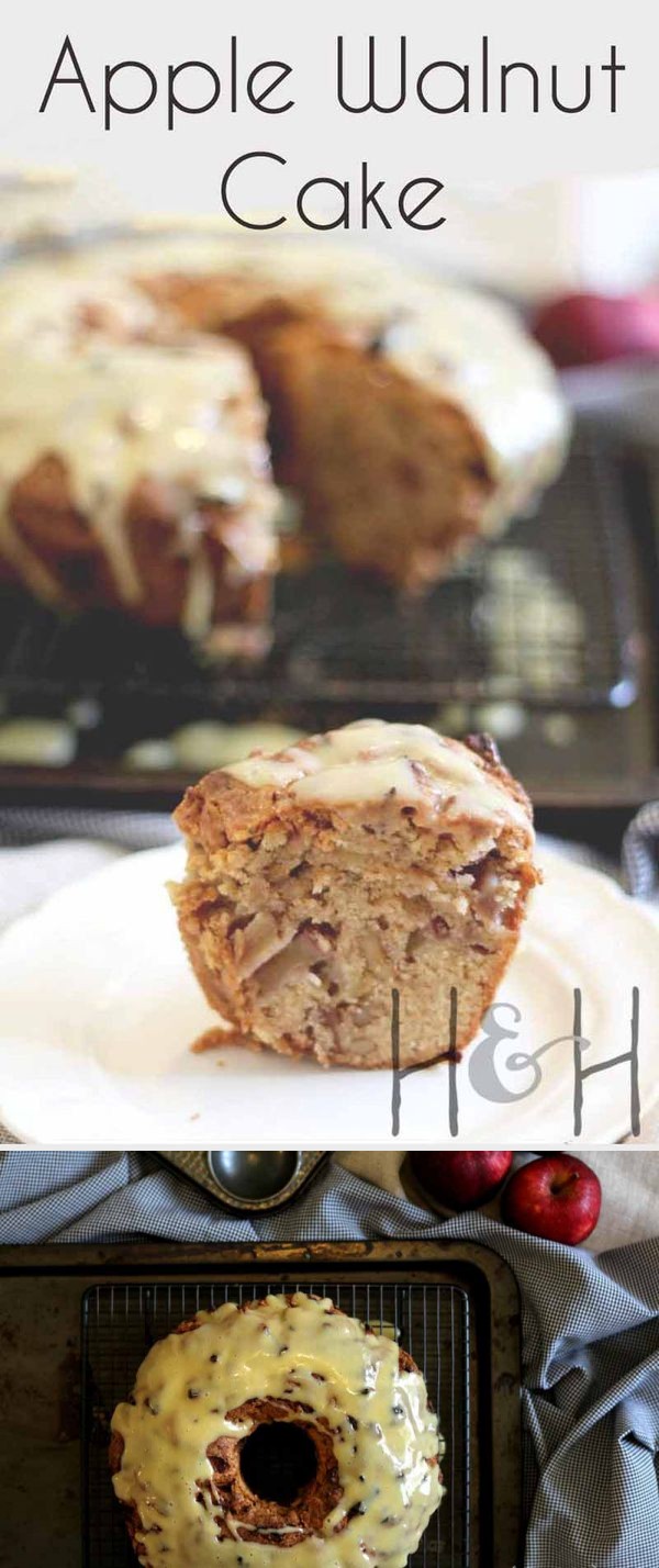 Apple Walnut Cake with Brown Butter Glaze