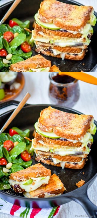 Apples and Brie Grilled Cheese Sandwich with Fig Spread