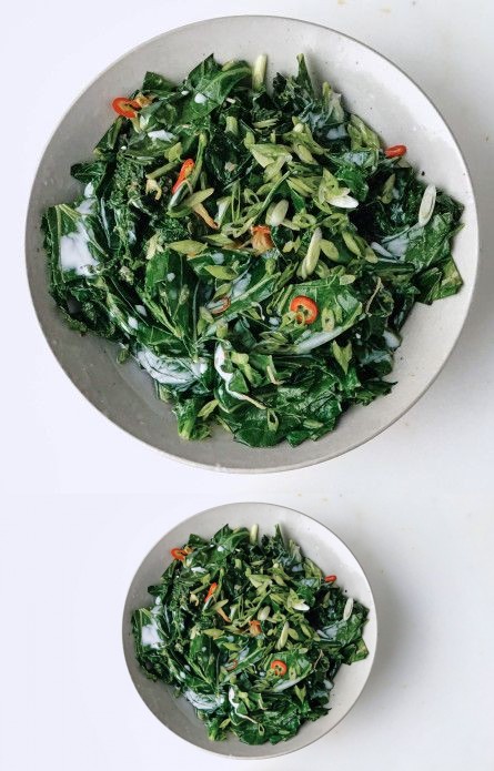 Aromatic Wilted Greens with Coconut Milk