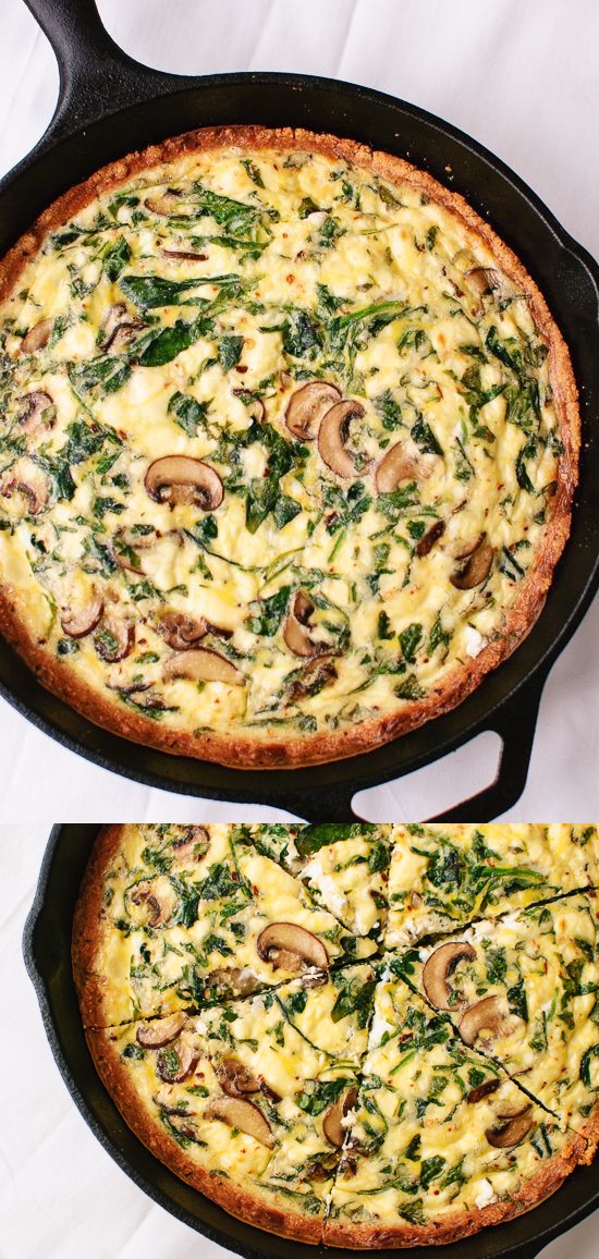 Arugula and Cremini Quiche with Gluten-Free Almond Meal Crust