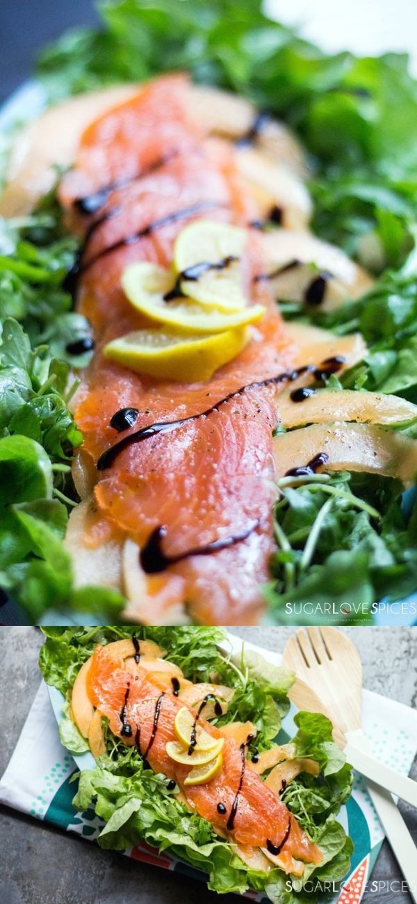 Arugula Salad with Smoked Salmon and Canteloupe