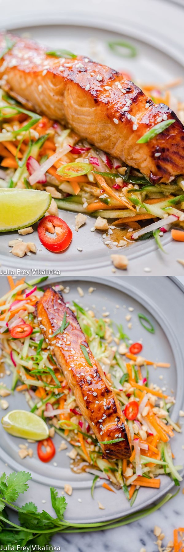 Asian Salmon with Carrot and Cucumber Slaw