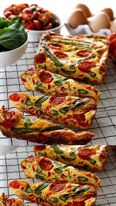 Asparagus and Tomato Frittata Slice