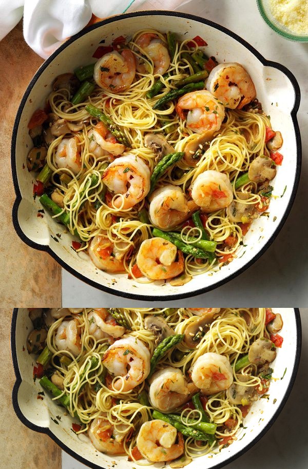 Asparagus 'n' Shrimp with Angel Hair