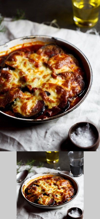 Aubergine, tomato & mushroom bake