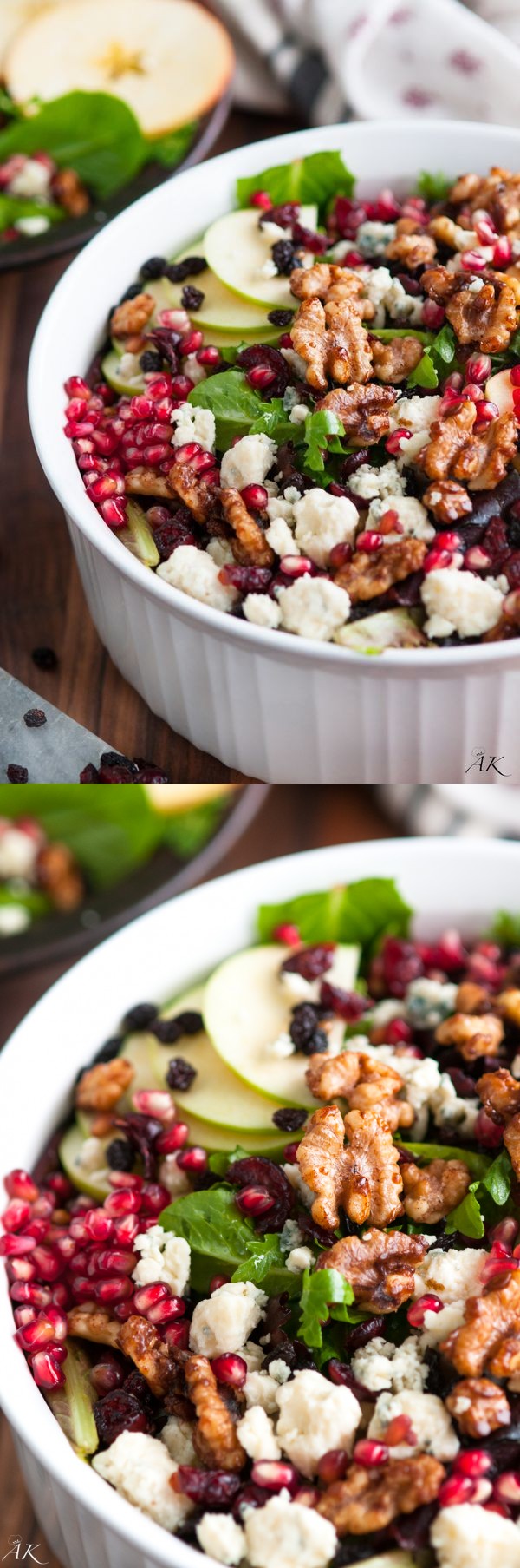 Autumn Apple and Pomegranate Salad with Homemade Candied Walnuts