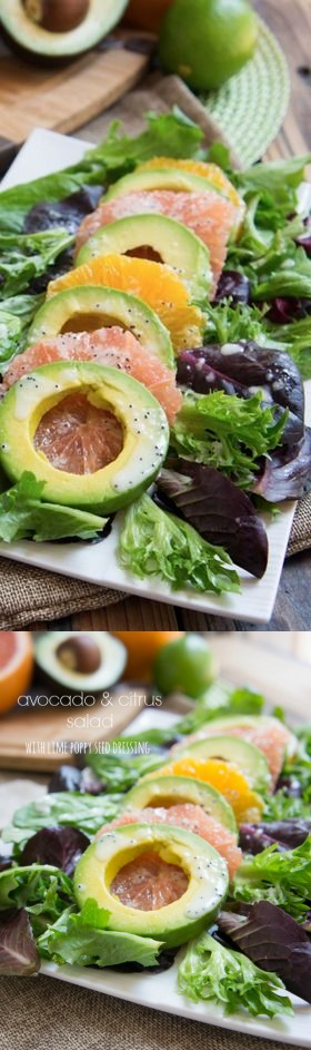 Avocado & Citrus Salad with Creamy Lime Poppy Seed Dressing