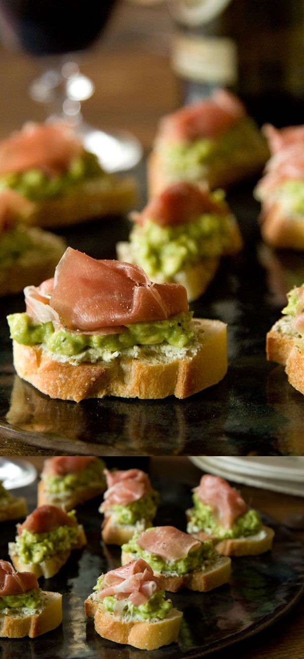 Avocado Prosciutto Crostini