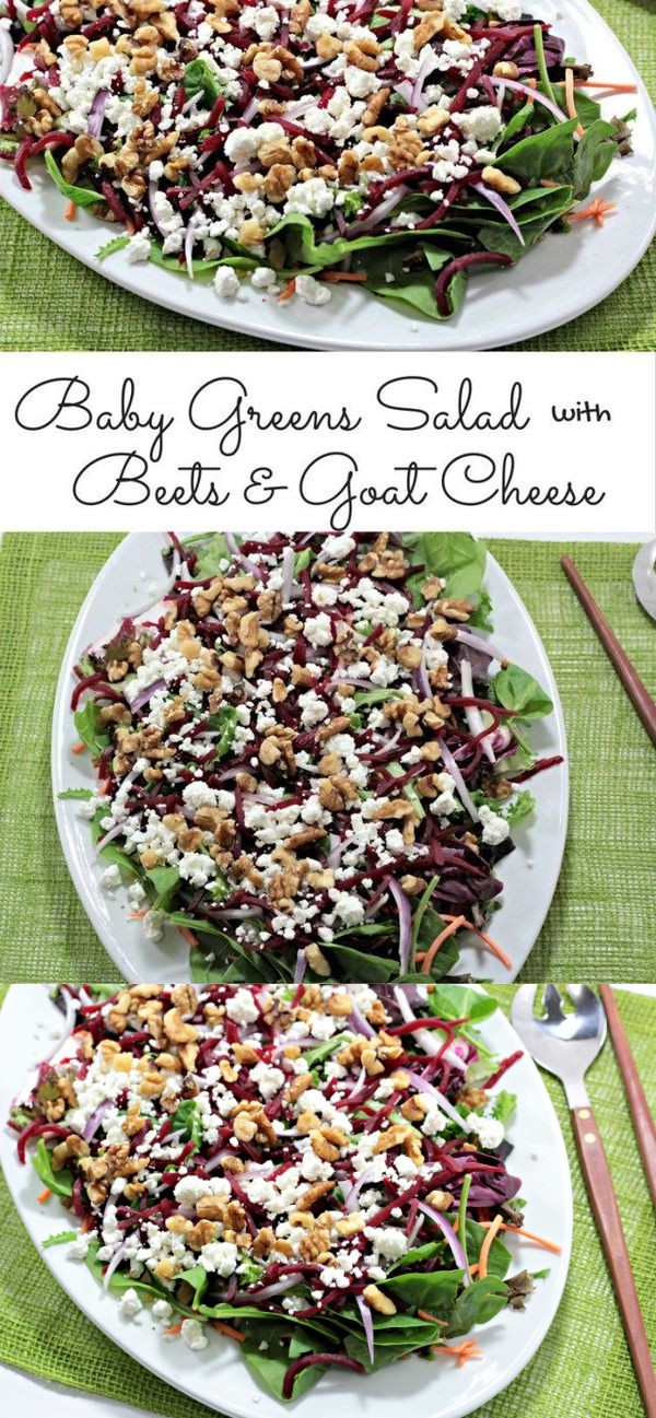 Baby Greens Salad with Beets & Goat Cheese