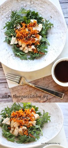 Baby Kale Chicken Salad with Crispy Sweet Potatoes