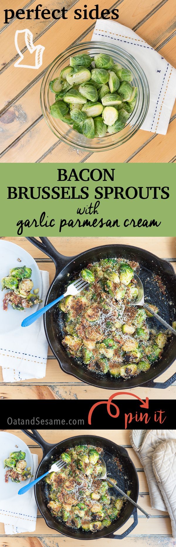 Bacon Brussels Sprouts with Garlic Parmesan Cream