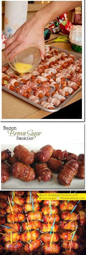 Bacon Wrapped Smokies with Brown Sugar