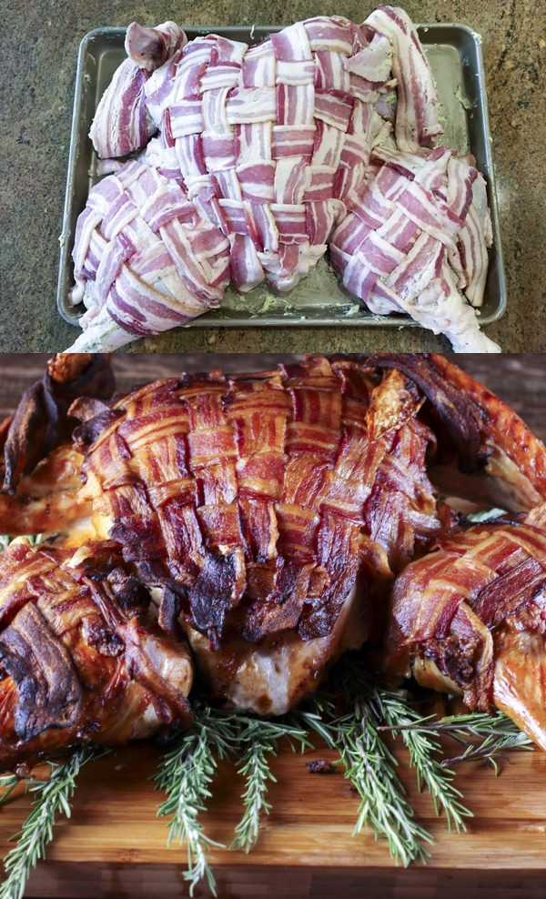 Bacon-wrapped, Spatchcocked Turkey in 80 Minutes