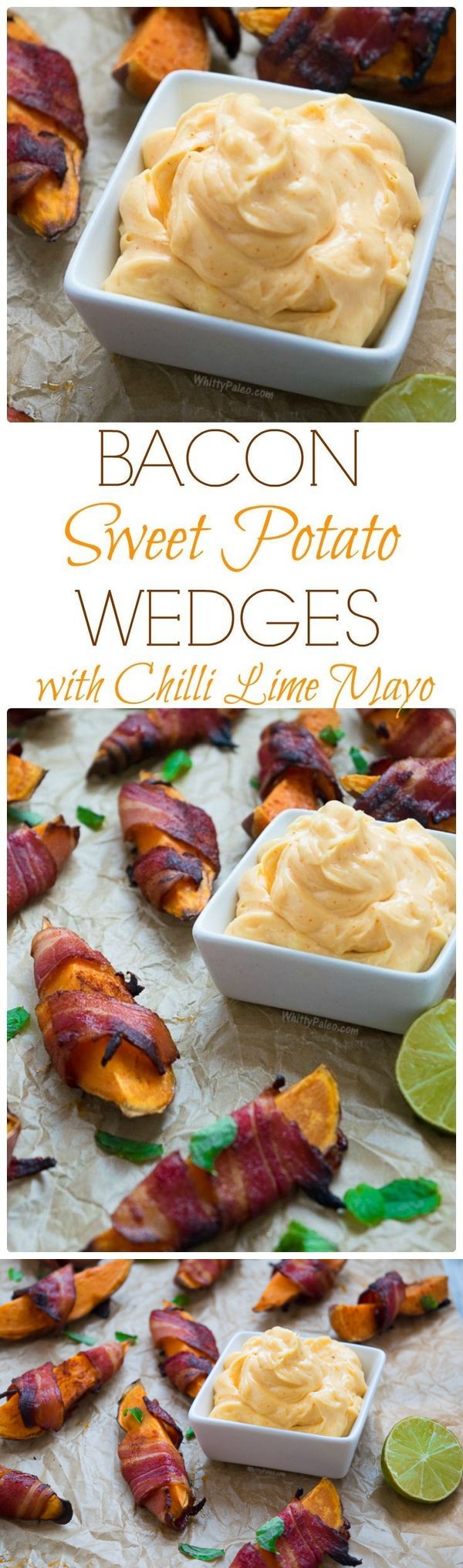 Bacon Wrapped Spicy Sweet Potato Wedges with Chilli Lime Mayo