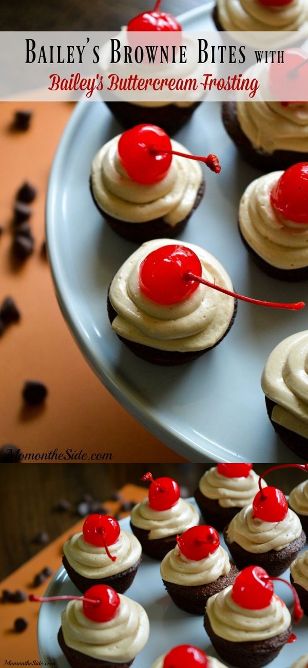 Bailey’s Brownie Bites with Bailey’s Buttercream Frosting