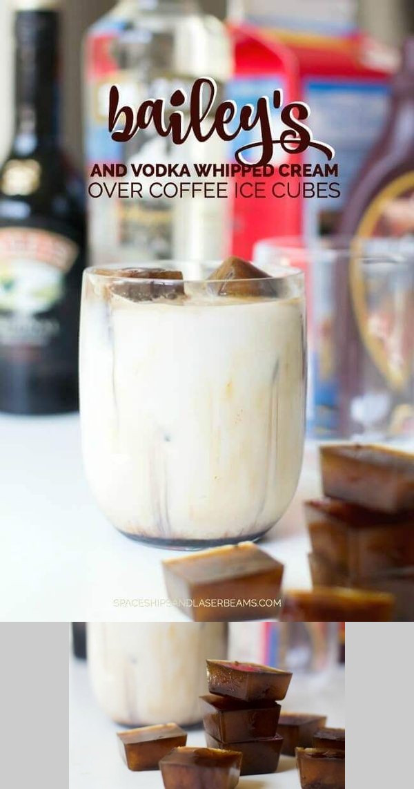 Bailey's & Vodka Whipped Cream with Coffee Ice Cubes