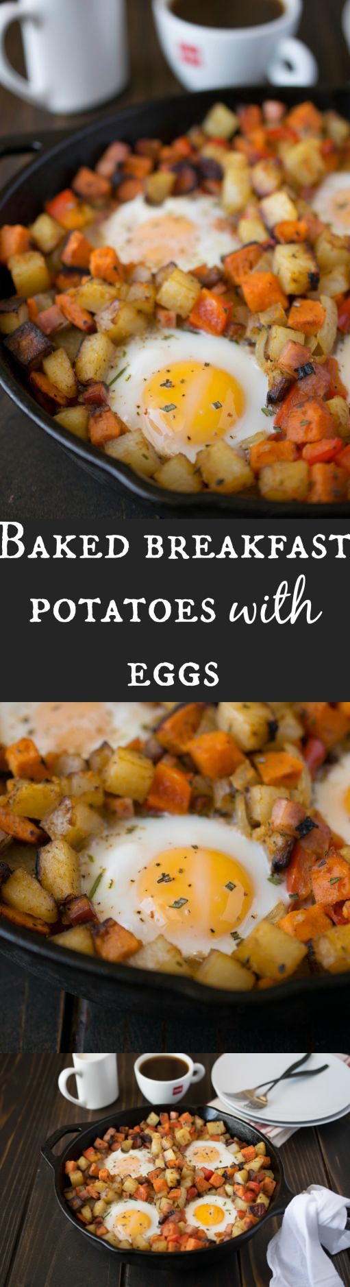 Baked breakfast potatoes with eggs