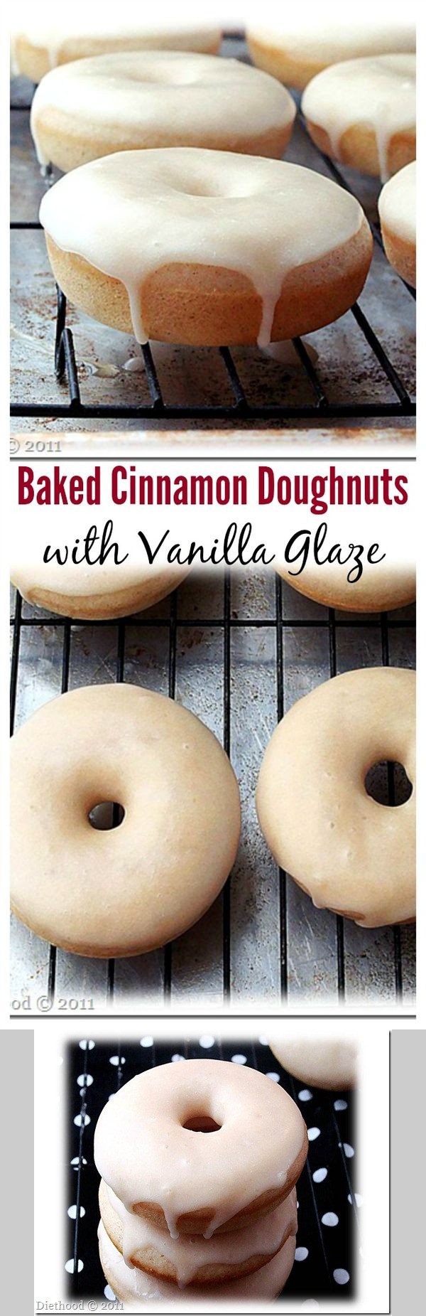 Baked Cinnamon Doughnuts with Vanilla Glaze