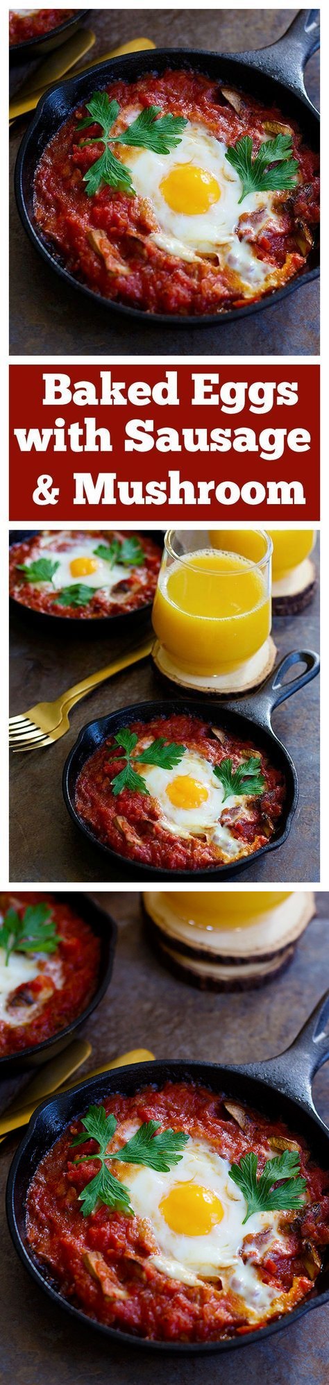 Baked Eggs with Sausage and Mushroom