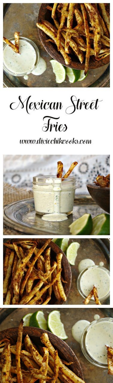Baked Mexican Street Fries with Cilantro Lime Salsa Verde Ranch