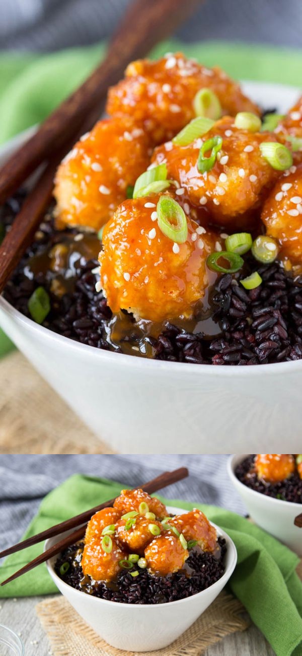 Baked Orange Cauliflower + Forbidden Rice