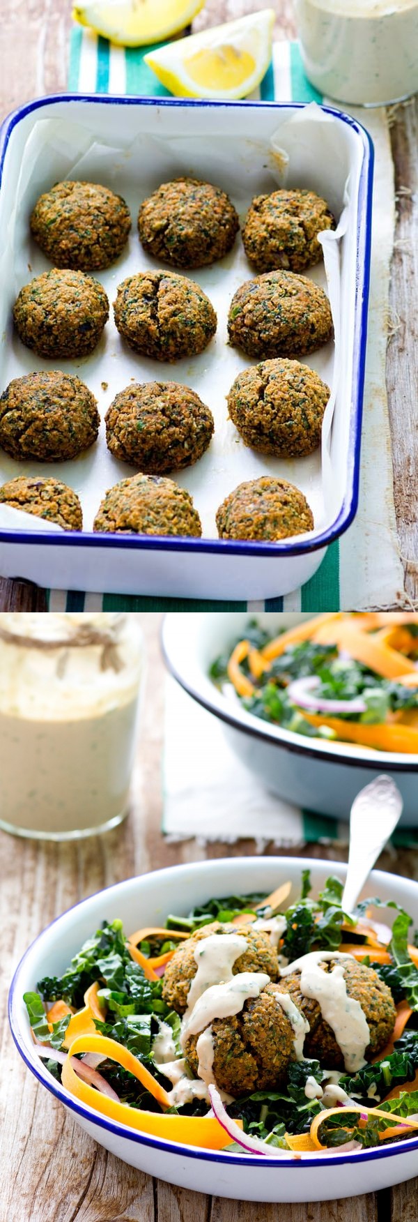 Baked Red Lentil Falafel Salad