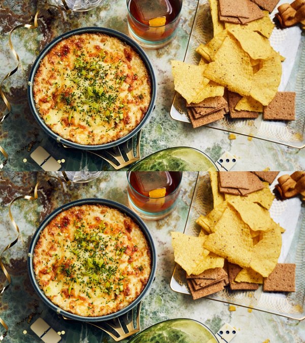 Baked Three-Cheese Onion Dip with Chive and Peperoncini