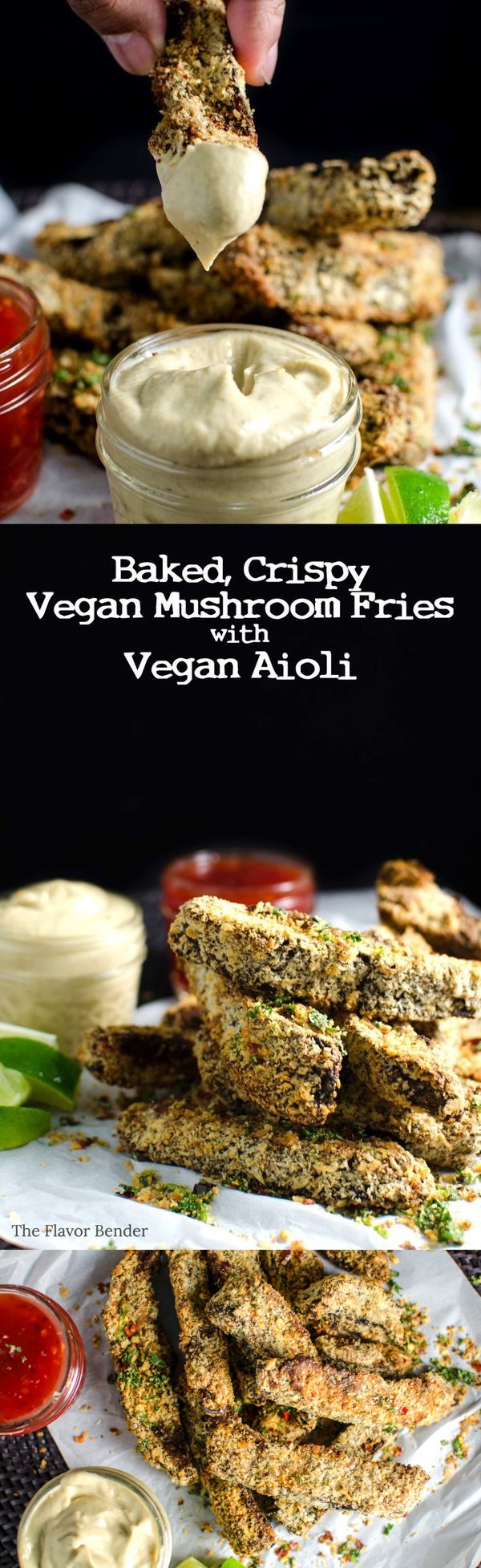 Baked Vegan Mushroom Fries with Vegan Aioli