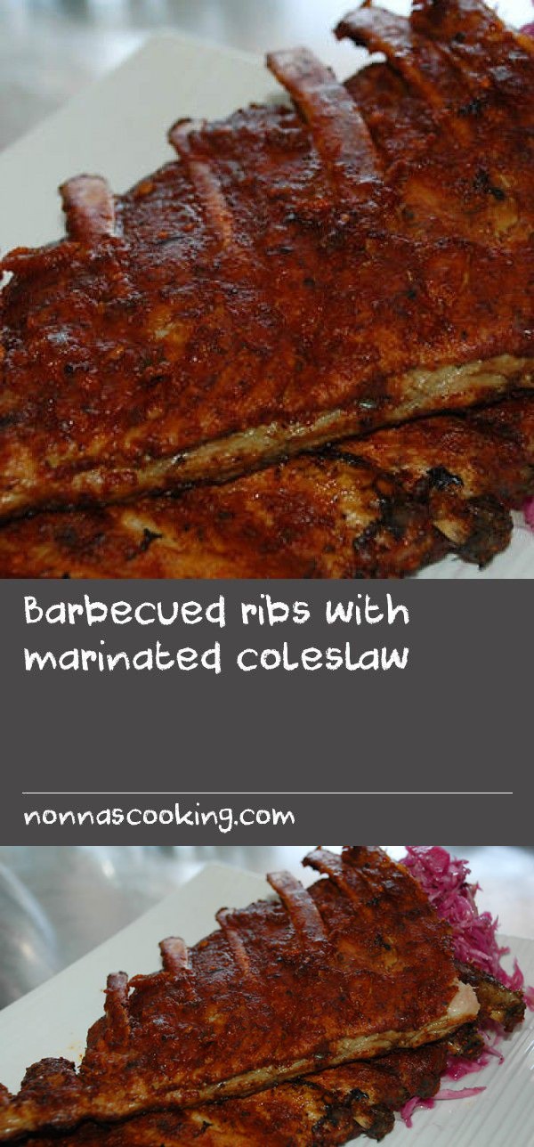 Barbecued ribs with marinated coleslaw